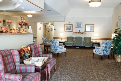 Common area in a cozy facility lobby