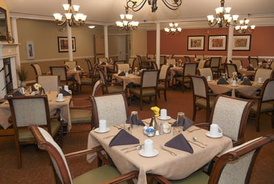 Dining room set up for a meal service