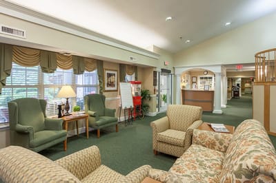 Comfortable common area with seating and natural light