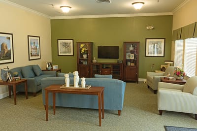 Cozy interior common area with seating and decor