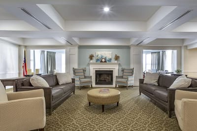 Bright and welcoming common area with seating