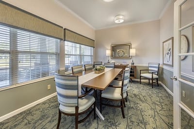 Bright and inviting meeting room with a long table