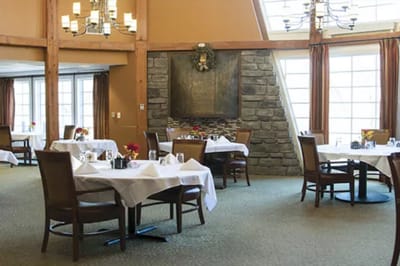 Dining area with tables set for meals