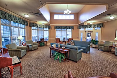 Cozy common area with comfortable seating and natural light