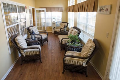 Bright common area with comfortable seating