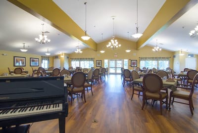 Bright dining room with elegant decor and seating