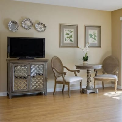 Elegant interior seating area with decorative elements