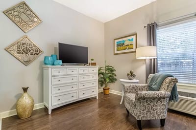Cozy corner of a senior living room with furniture