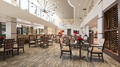 Bright and modern dining room with floral decor