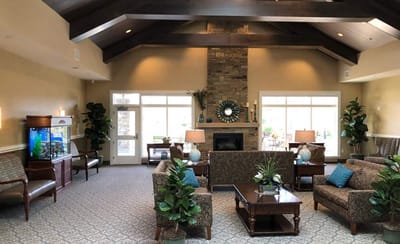 Bright, welcoming common area with comfortable seating