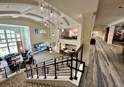 Common area with residents and staff socializing