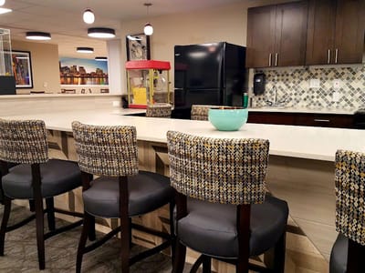 Interior view of a modern communal kitchen area