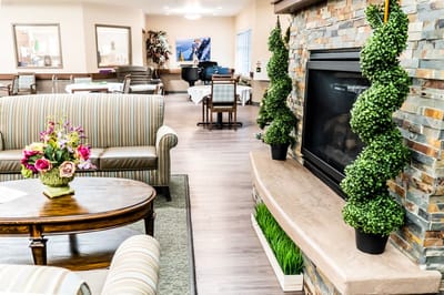 Cozy interior of a common area with seating and decor