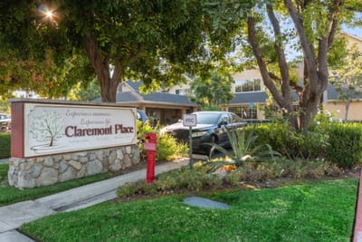 Exterior view of Claremont Place entrance with signage