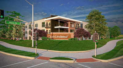 Exterior view of The Flats by Clark Lindsey building