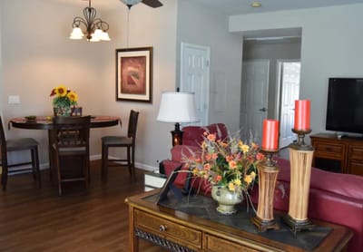 Interior view of a living room area with decor