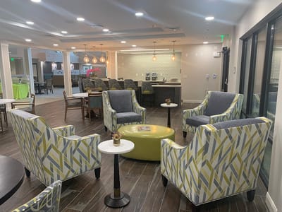 Common area with stylish seating and decor