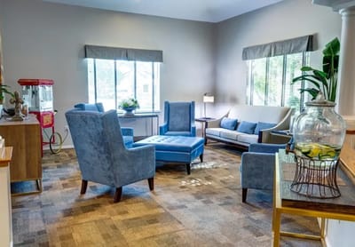 Bright interior lounge area with seating