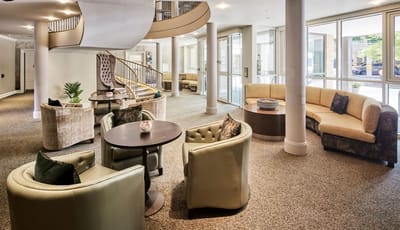 Bright common area with comfortable seating