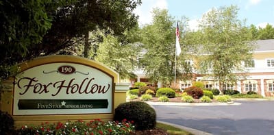 Exterior view of Fox Hollow senior living facility