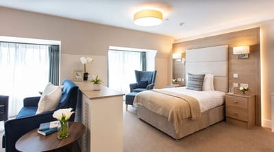 Cozy private room with modern decor in a care facility