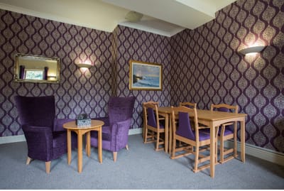 Interior view of a common area with seating