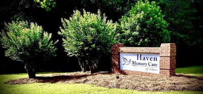 Exterior sign for Haven Memory Care facility