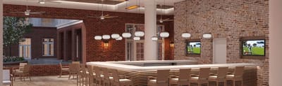 Stylish common area with a bar counter and seating