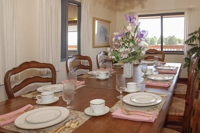 Elegant dining room set for a meal