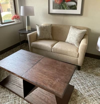 Cozy seating area with a couch and coffee table