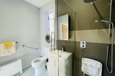 Modern bathroom in a senior living facility