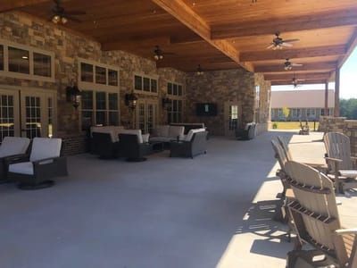 Outdoor seating area with a covered patio