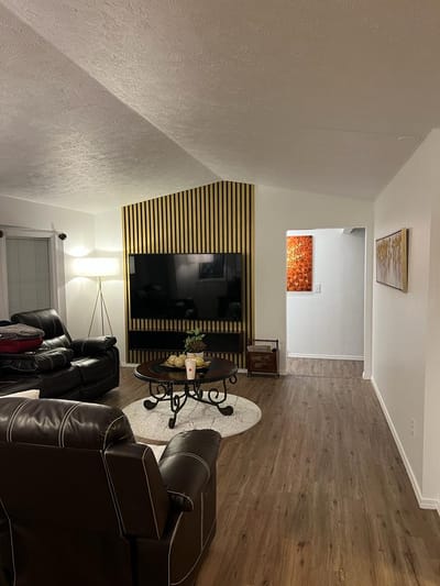 Interior view of a cozy living space with seating