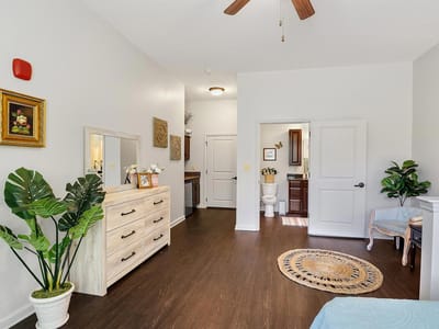 Bright, welcoming interior of a resident room
