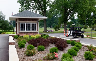 Exterior view of the facility entrance and landscaping