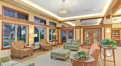 Bright and welcoming common area with seating
