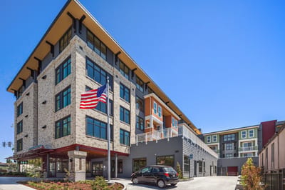Exterior view of the Merrill Gardens at Rockridge building