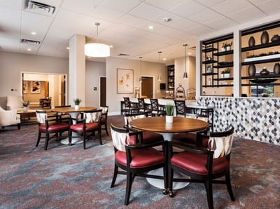 Bright interior of a common area with seating