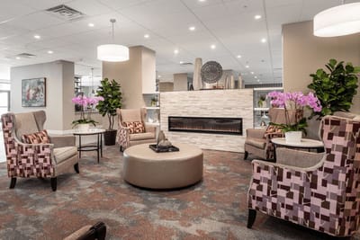 Bright common area with comfortable seating