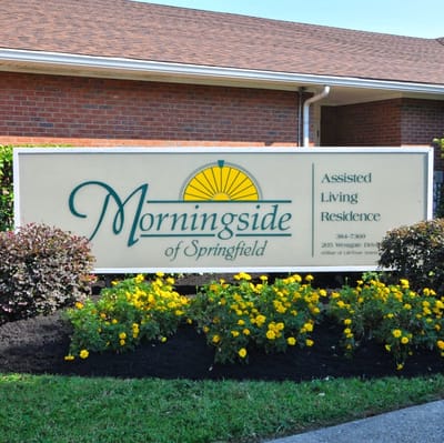 Morningside of Springfield's outdoor sign with flowers