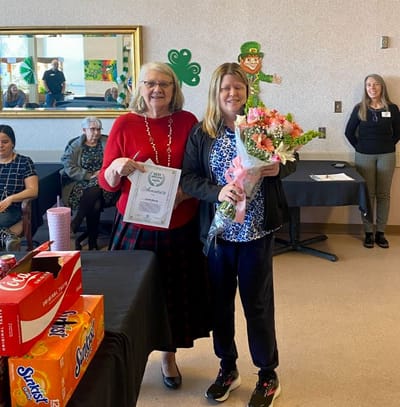 Olympic View Care, Nursing Home in Port Angeles, WA — Celebration with residents and staff at a senior living facility