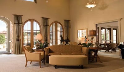 Luxurious common area with elegant decor and seating
