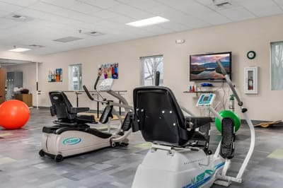 Interior view of a fitness area with exercise equipment