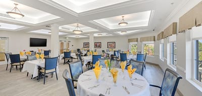 Bright dining room set for a meal