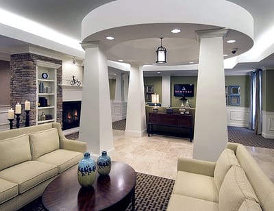Bright common area with comfortable seating