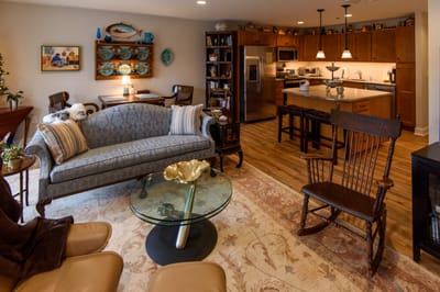 Cozy living room area with seating and decor