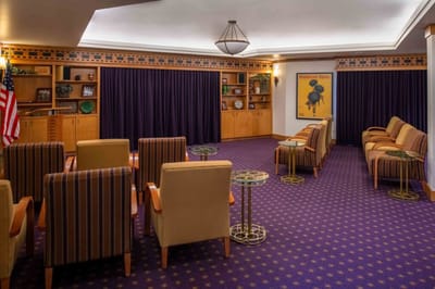 Interior of a common area with seating and decor