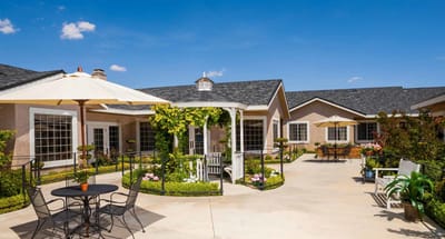 Beautiful outdoor courtyard with seating and garden