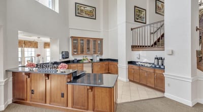 Bright and inviting lobby area with a reception desk