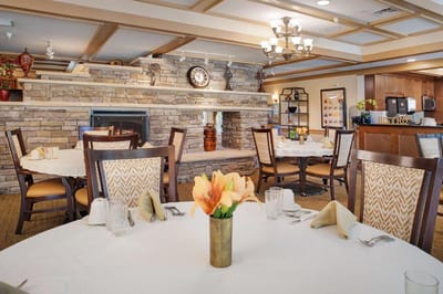 Dining room with elegant table settings and decor